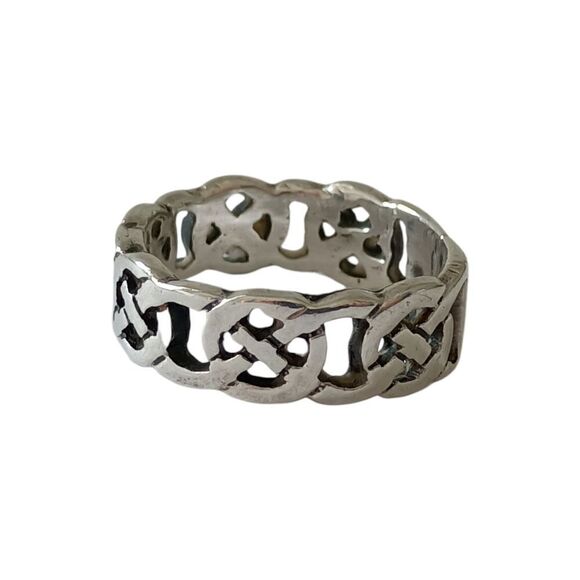 Sterling Silver Celtic Knot Band Ring Sz 8 925 Irish Viking Gaelic Scottish - Picture 11 of 16